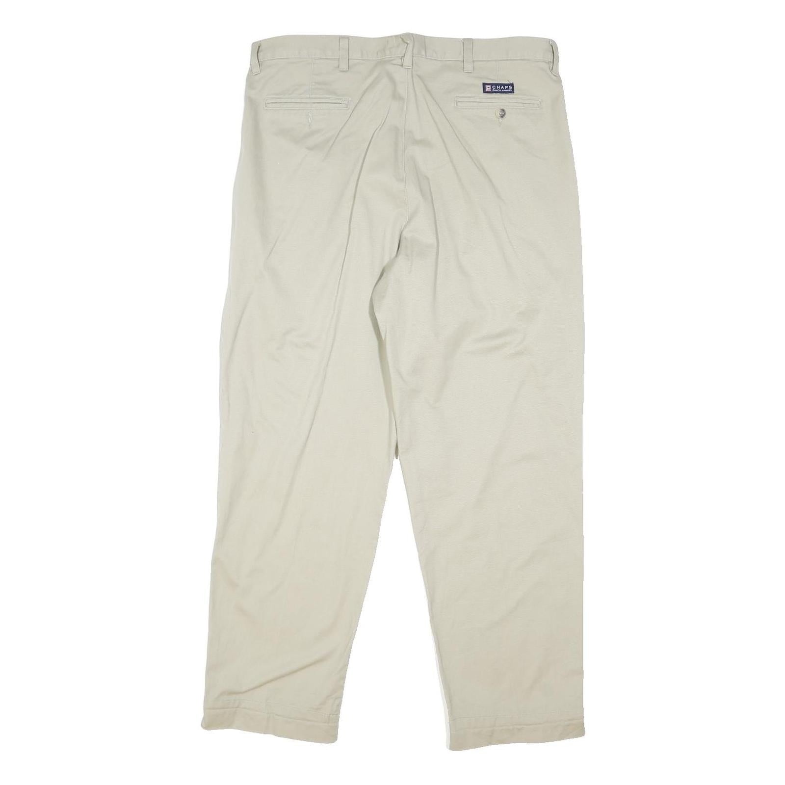 CHAPS Mens Cotton Blend Beige Regular Fit Trousers W38 L30 Classic Button