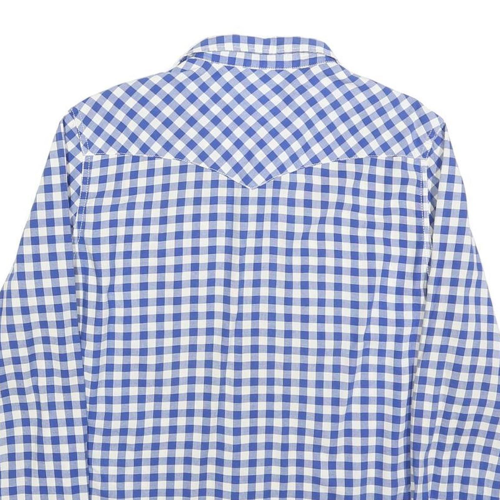 LEVI'S Mens Blue & White Checked Shirt M Western Style Button Long Sleeve