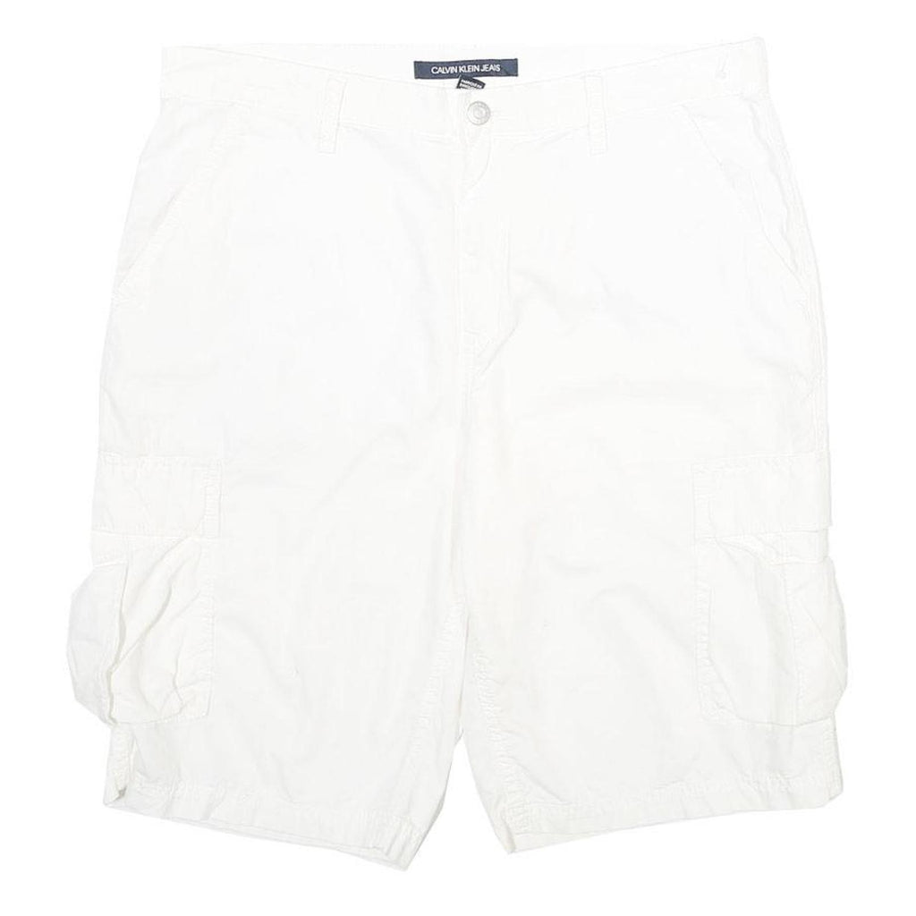 CALVIN KLEIN JEANS Mens White Cargo Cotton Shorts M W32 Casual Summer Wear