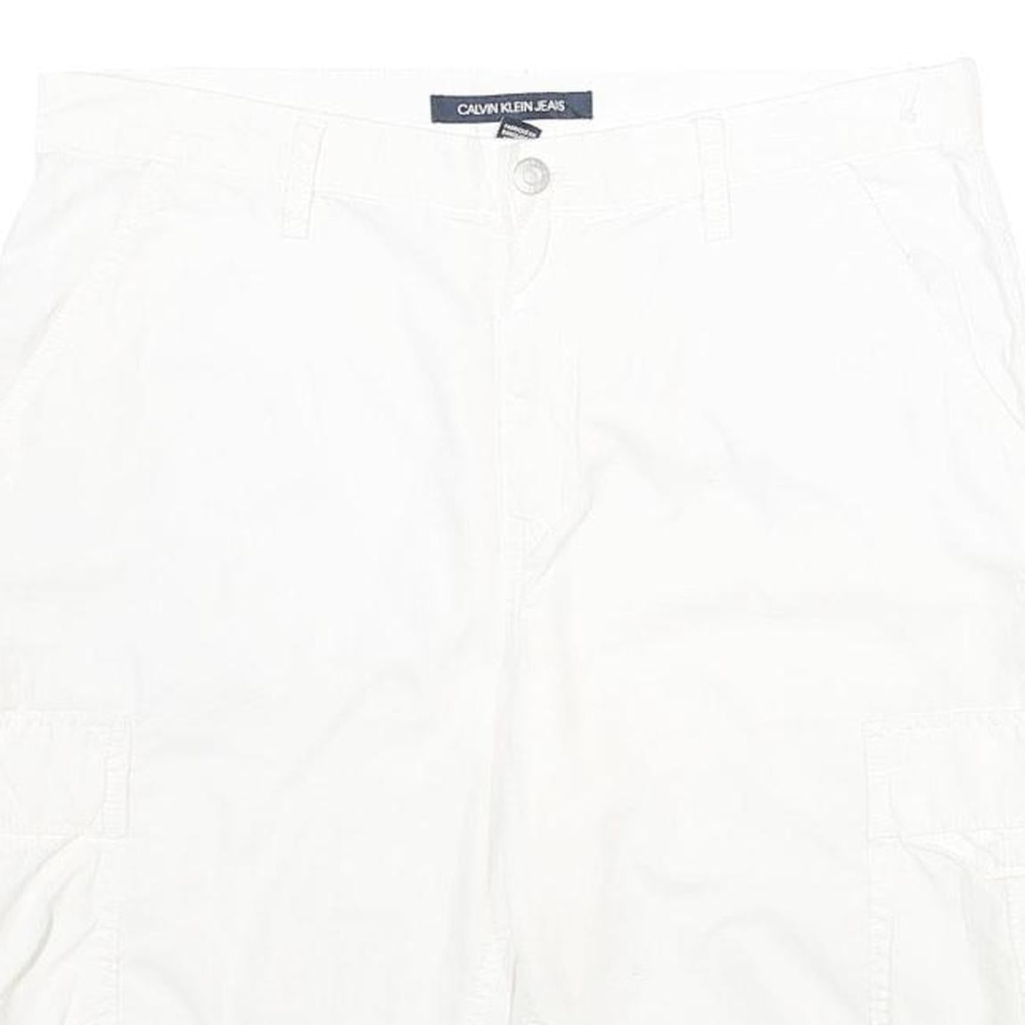CALVIN KLEIN JEANS Mens White Cargo Cotton Shorts M W32 Casual Summer Wear
