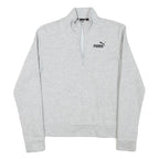 PUMA Mens Grey 1/4 Zip Sweatshirt S Cotton Blend Pullover Casual Activewear