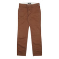 VANS Mens Cotton Blend Brown Slim Slim Leg Trousers W30 L30 Casual Zip Closure
