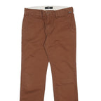 VANS Mens Cotton Blend Brown Slim Slim Leg Trousers W30 L30 Casual Zip Closure