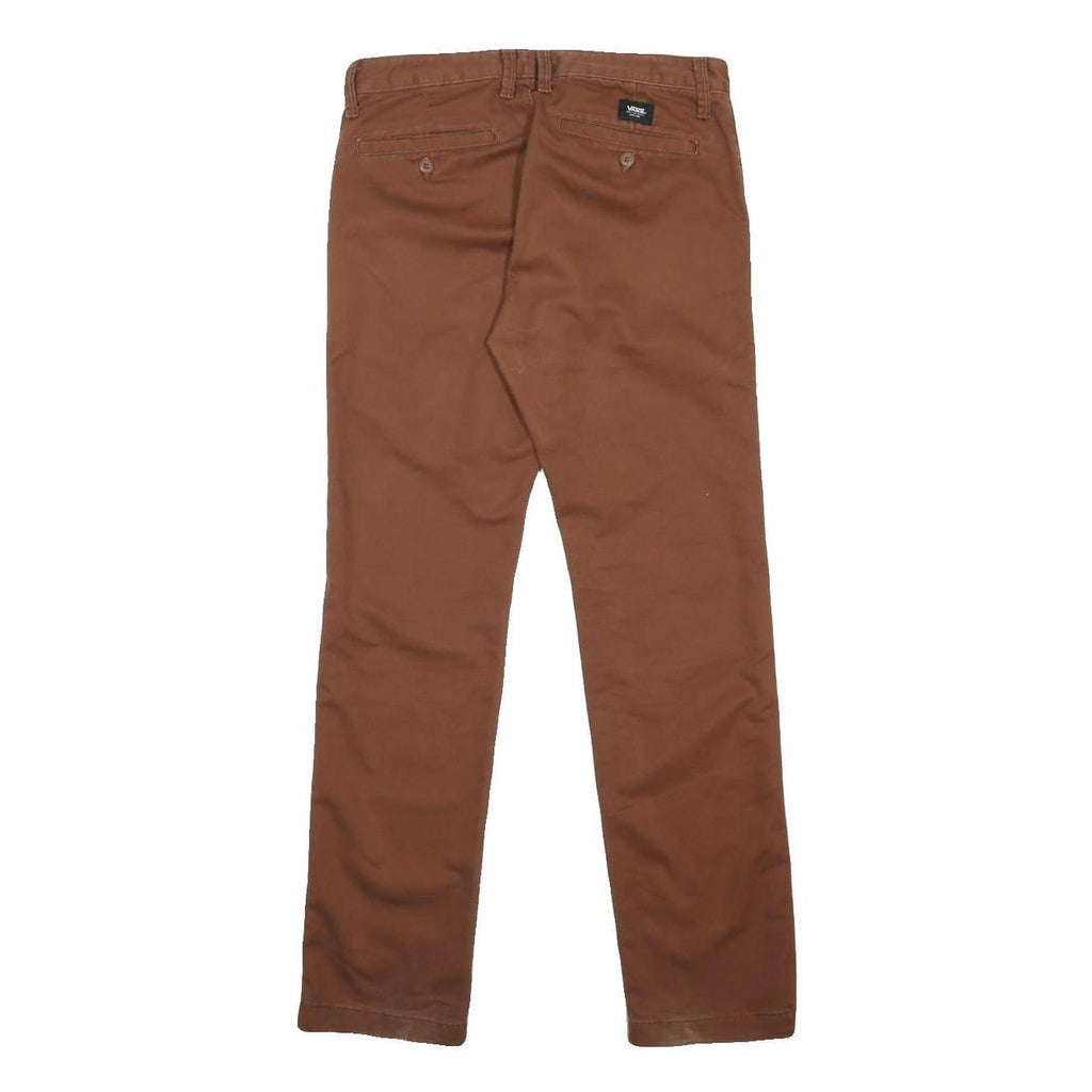 VANS Mens Cotton Blend Brown Slim Slim Leg Trousers W30 L30 Casual Zip Closure
