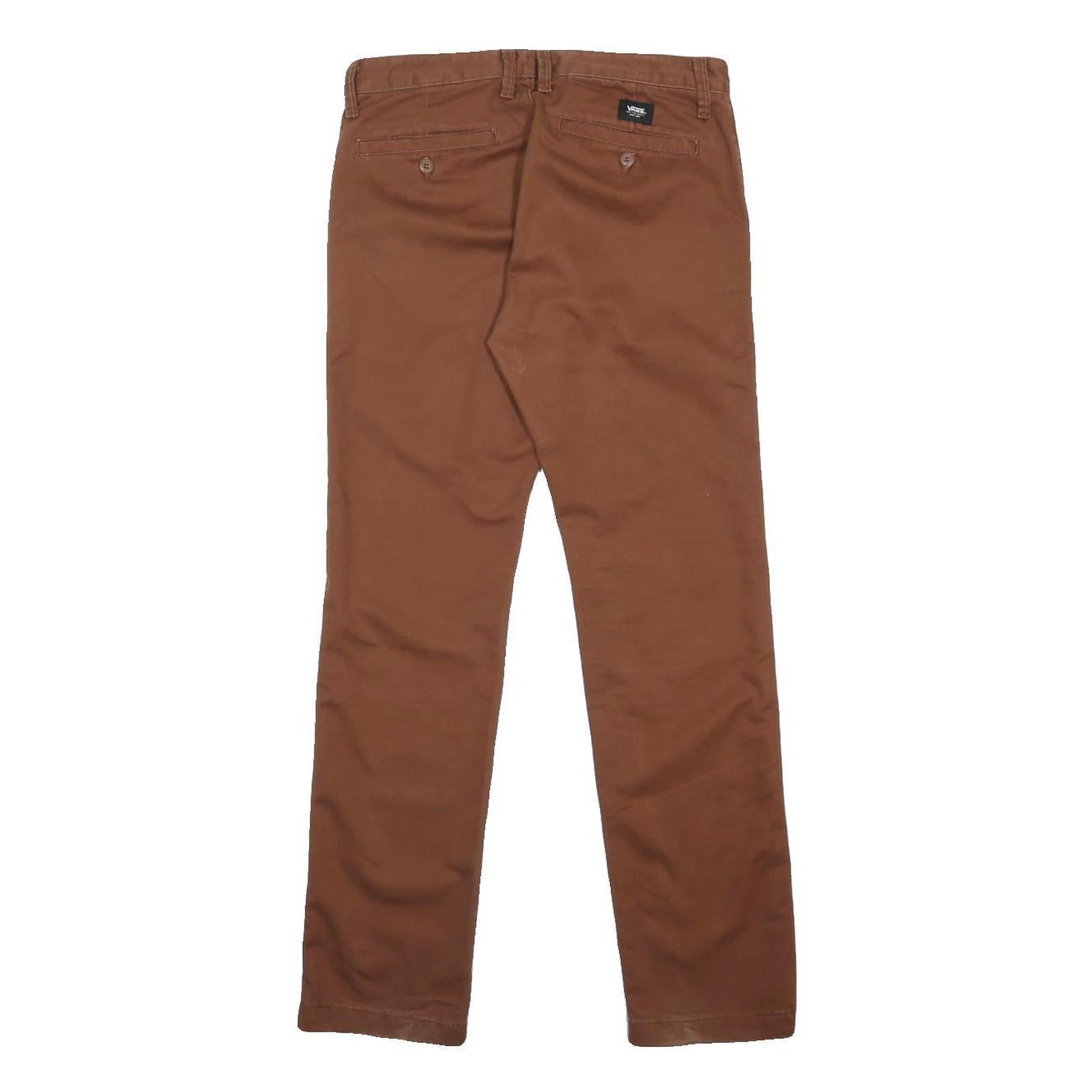 VANS Mens Cotton Blend Brown Slim Slim Leg Trousers W30 L30 Casual Zip Closure