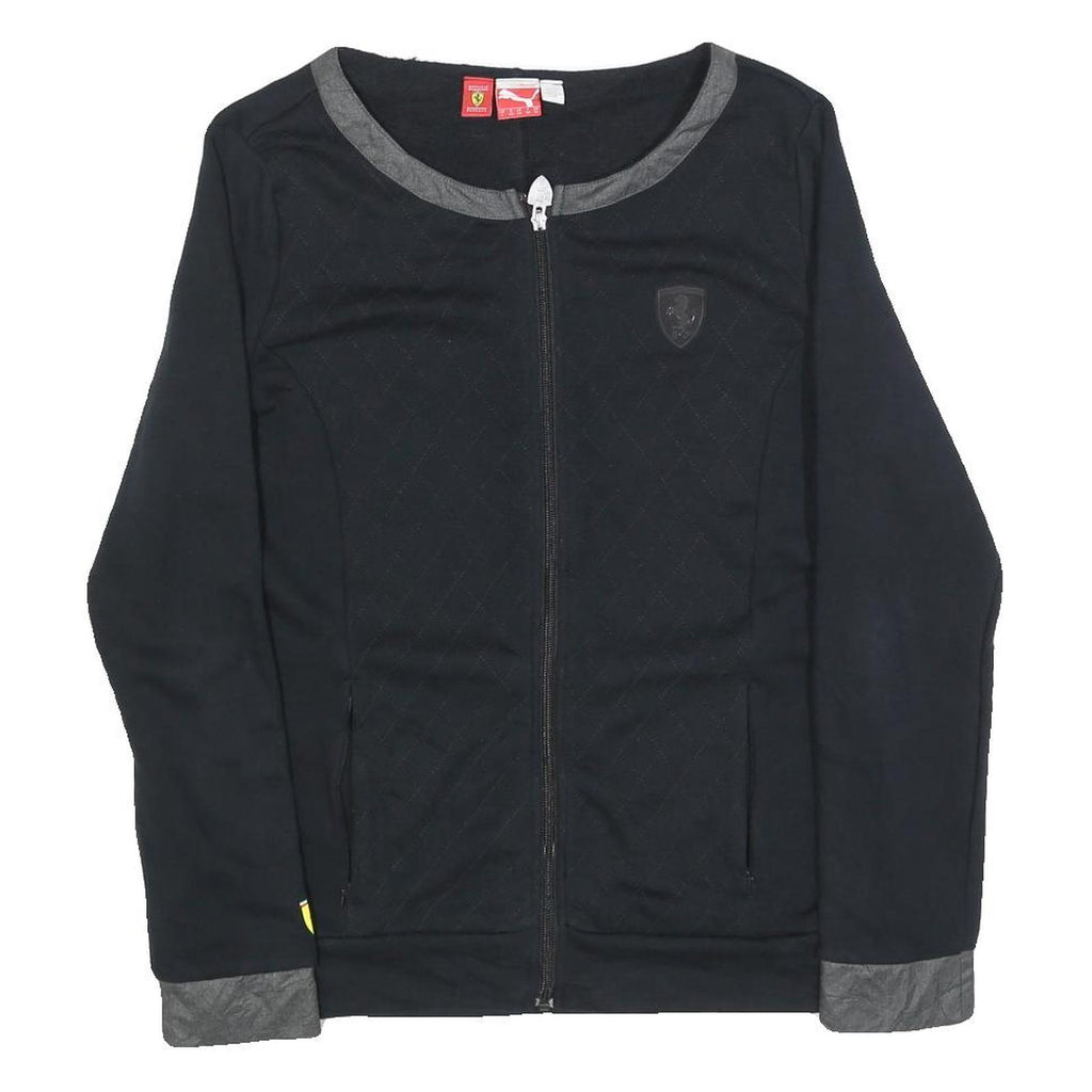 PUMA Womens Black Jacket UK 14 Cotton Blend Zip Plain Lightweight Casual