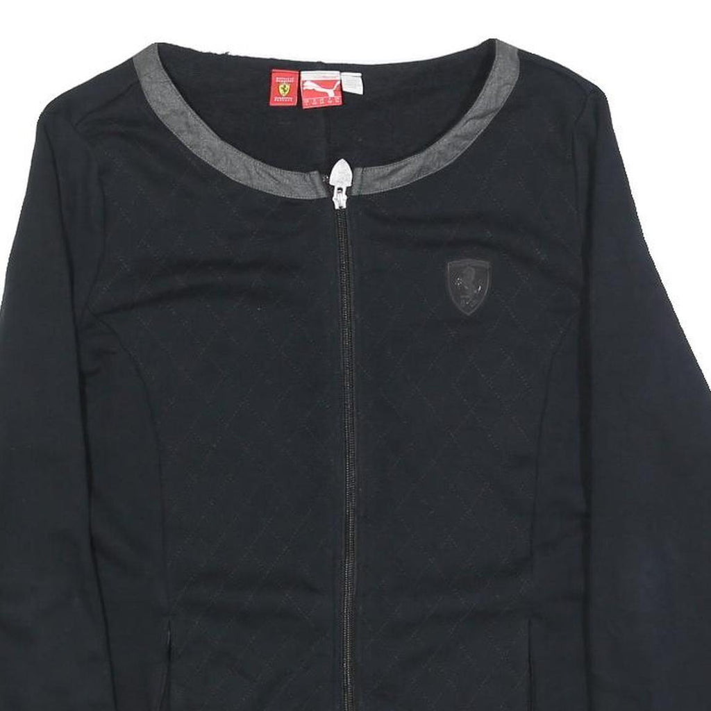 PUMA Womens Black Jacket UK 14 Cotton Blend Zip Plain Lightweight Casual