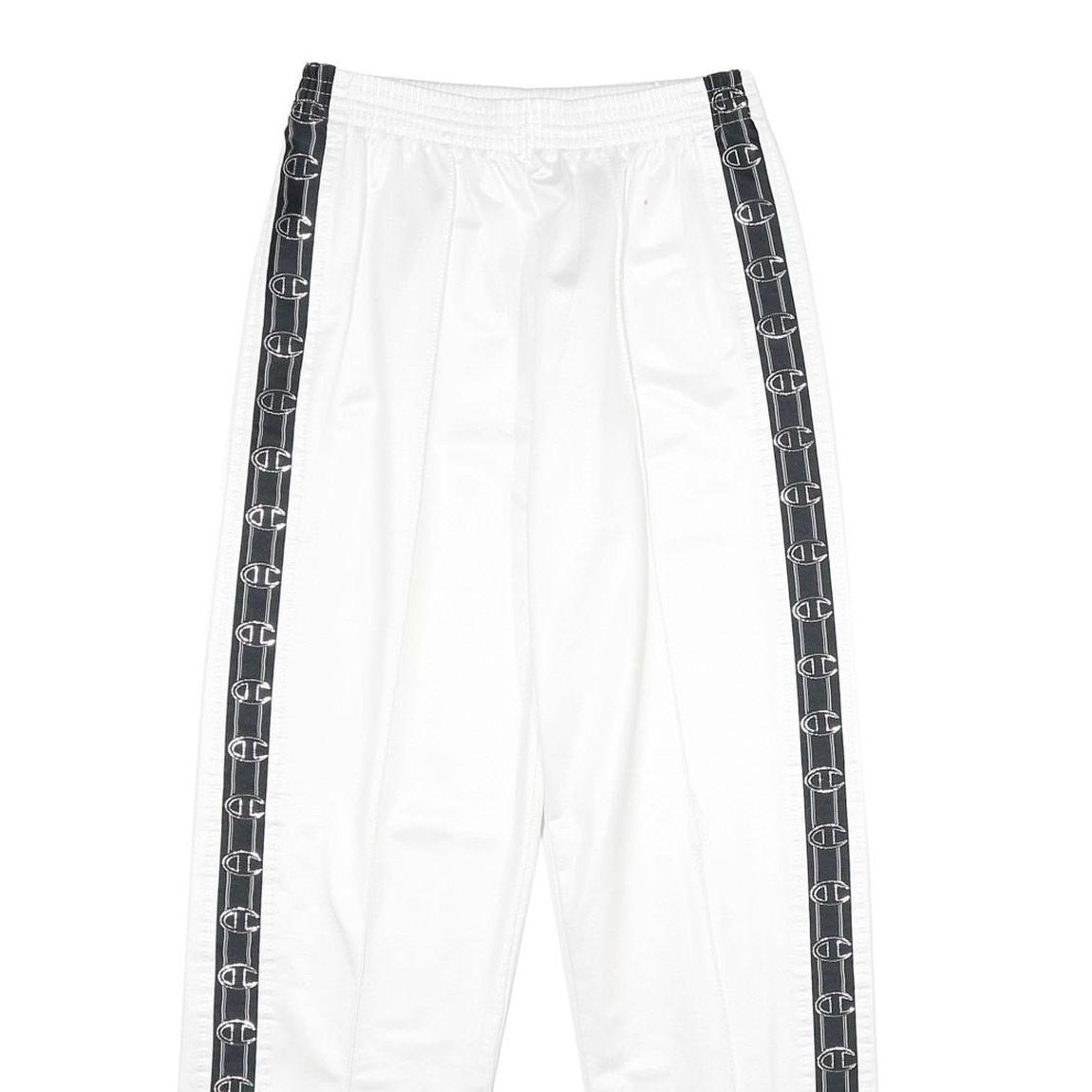 CHAMPION Mens Joggers White & Black S W24 L28 Logo Tape Casual Bottoms