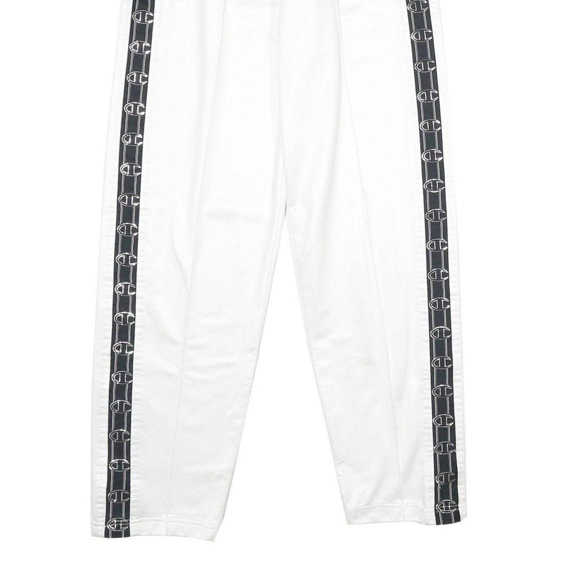 CHAMPION Mens Joggers White & Black S W24 L28 Logo Tape Casual Bottoms