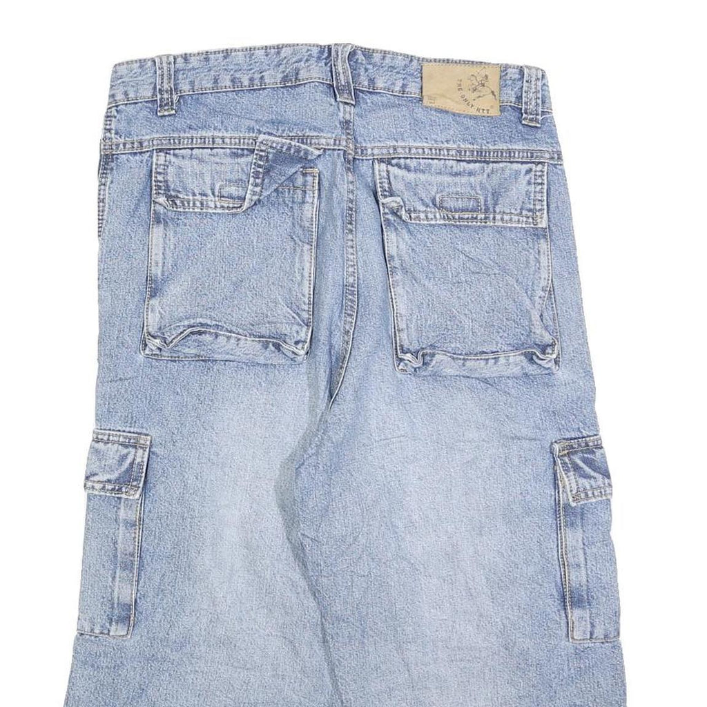 HTT Mens Shorts Blue Cargo Patchwork M W30 Casual Streetwear Denim Style