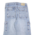 HTT Mens Shorts Blue Cargo Patchwork M W30 Casual Streetwear Denim Style