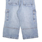 HTT Mens Shorts Blue Cargo Patchwork M W30 Casual Streetwear Denim Style