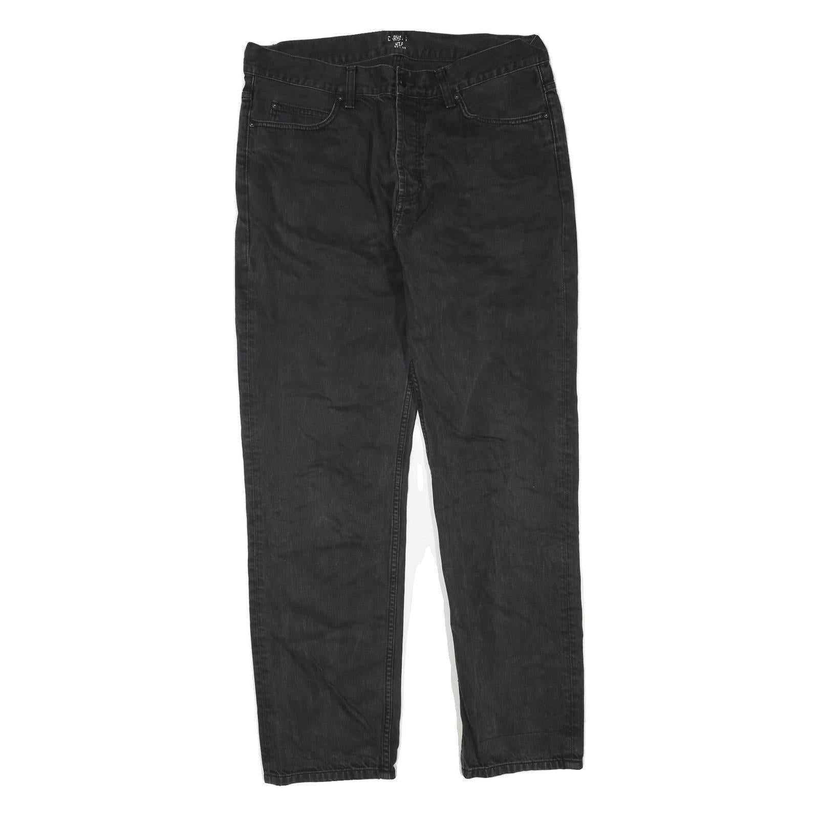 CARHARTT Womens Regular Black Denim Jeans Cotton Blend W34 L32 Classic Zip