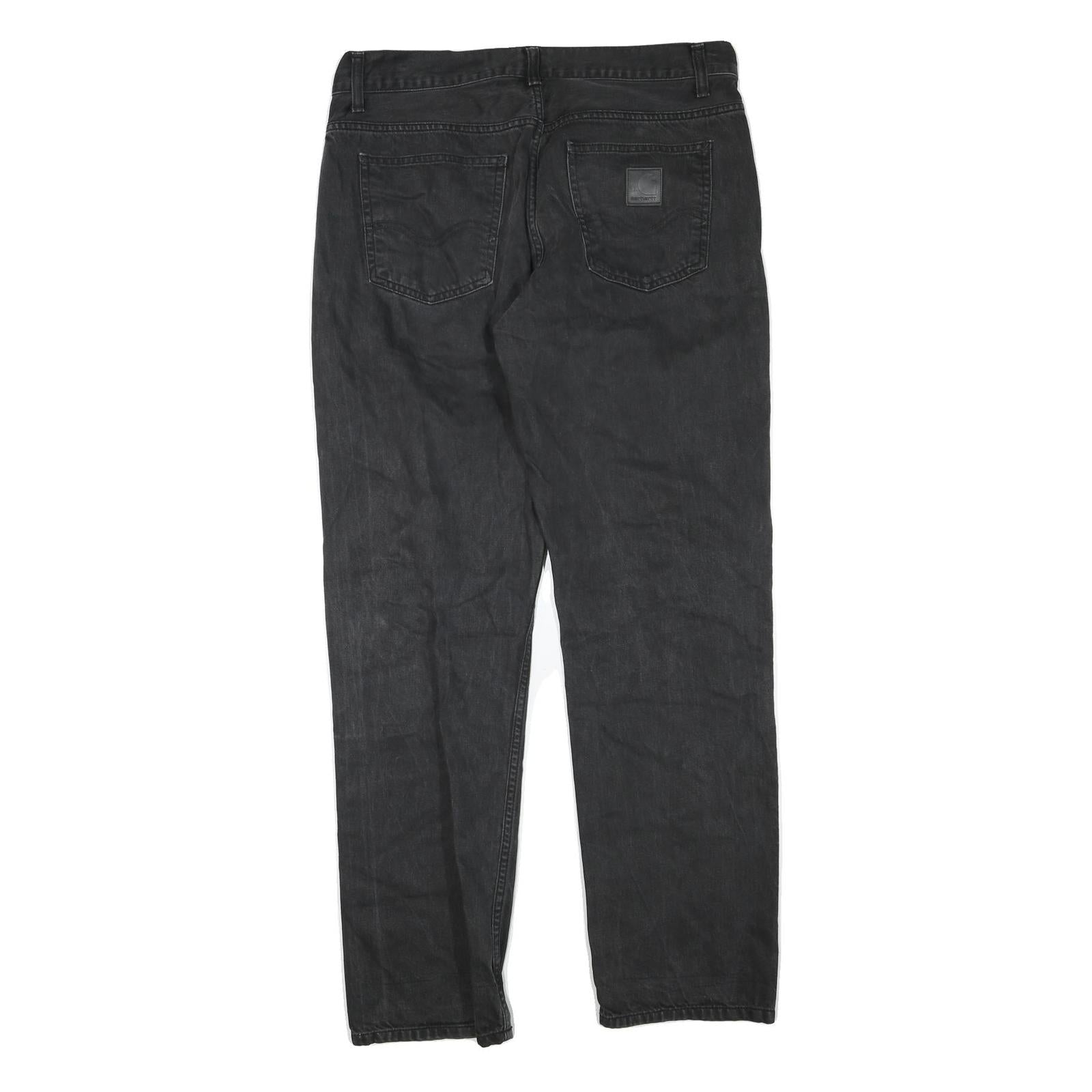 CARHARTT Womens Regular Black Denim Jeans Cotton Blend W34 L32 Classic Zip