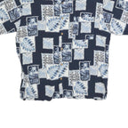 PURITAN Mens Blue & White Pattern Cotton Blend Shirt L Hawaiian Casual