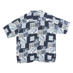 PURITAN Mens Blue & White Pattern Cotton Blend Shirt L Hawaiian Casual