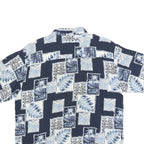 PURITAN Mens Blue & White Pattern Cotton Blend Shirt L Hawaiian Casual