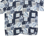 PURITAN Mens Blue & White Pattern Cotton Blend Shirt L Hawaiian Casual