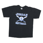 GILDAN Mens Black Jordan Softball Graphic T-Shirt L Short Sleeve Crew Neck