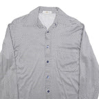 LAVIN Mens White & Navy Patterned Shirt M Smart Casual Long Sleeve Fashion