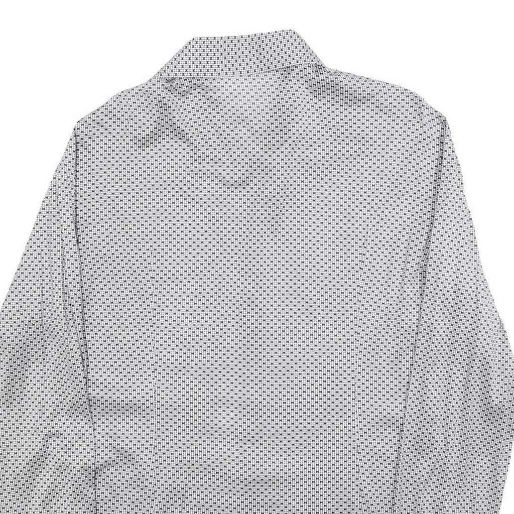 LAVIN Mens White & Navy Patterned Shirt M Smart Casual Long Sleeve Fashion