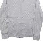 LAVIN Mens White & Navy Patterned Shirt M Smart Casual Long Sleeve Fashion