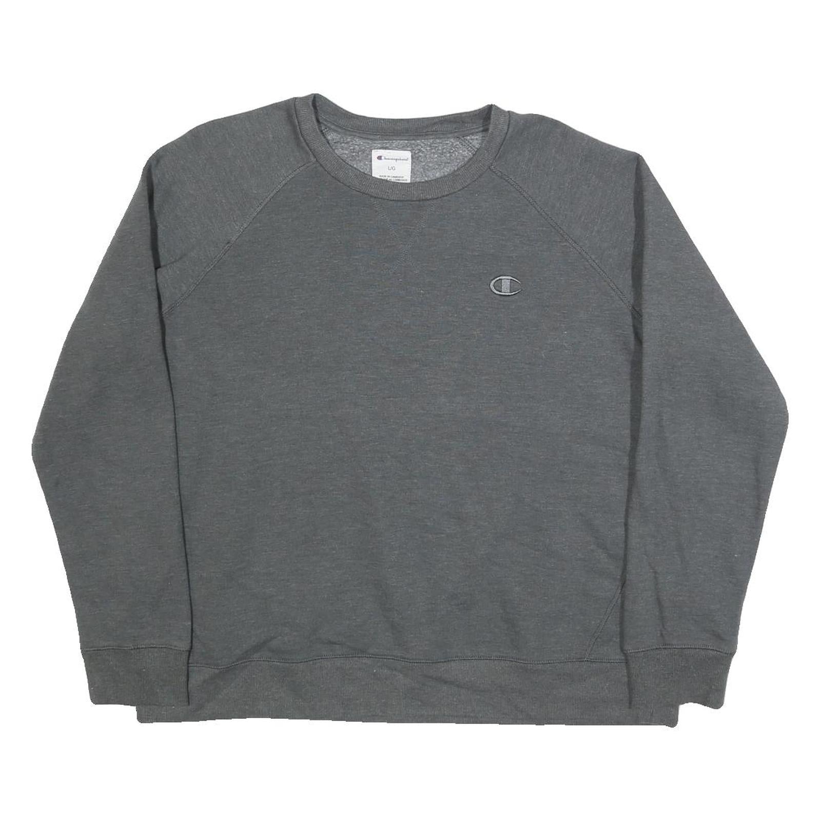 CHAMPION Mens Grey Crew Neck L Cotton Blend Sweatshirt Pullover Casual Wear