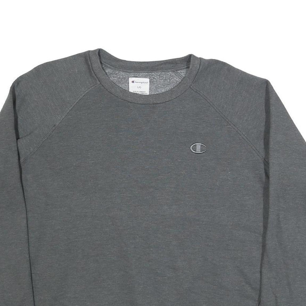 CHAMPION Mens Grey Crew Neck L Cotton Blend Sweatshirt Pullover Casual Wear