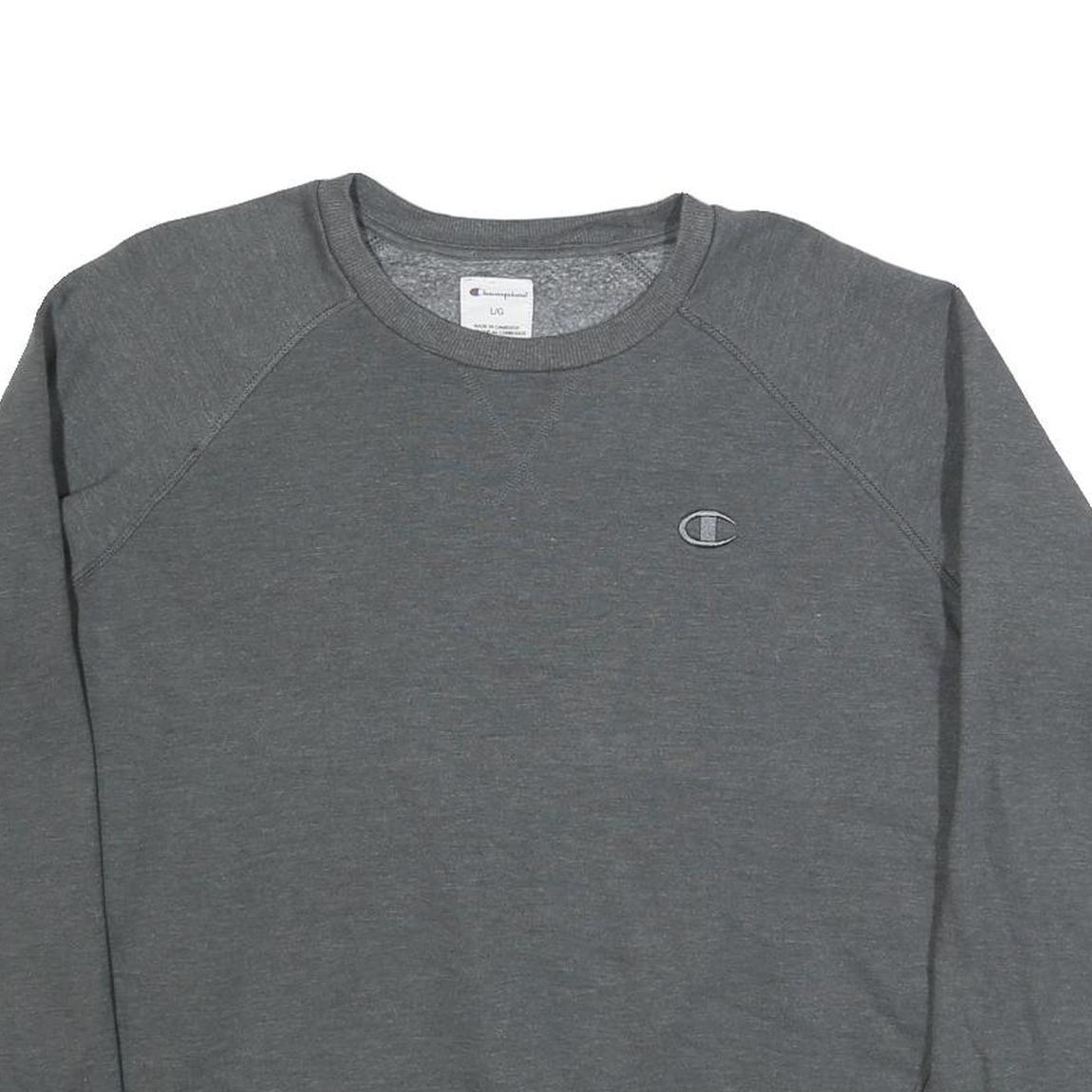 CHAMPION Mens Grey Crew Neck L Cotton Blend Sweatshirt Pullover Casual Wear