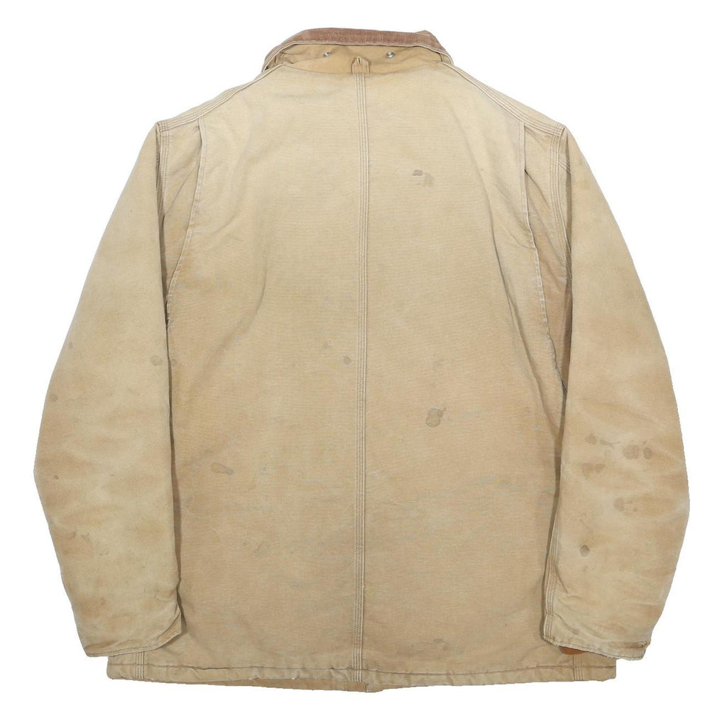 CARHARTT Mens Beige & Brown Work Jacket XL Cotton Canvas Zip Outdoor Workwear