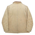 CARHARTT Mens Beige & Brown Work Jacket XL Cotton Canvas Zip Outdoor Workwear