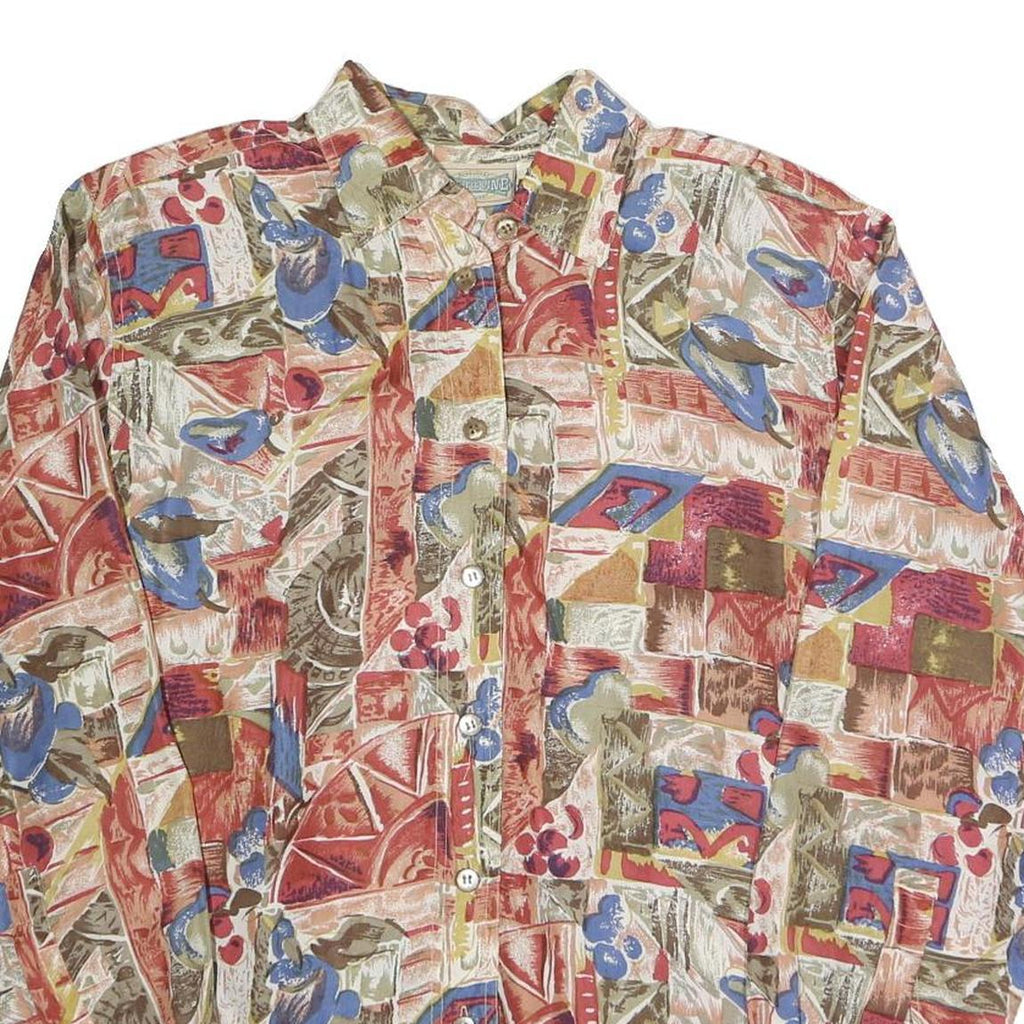 PACIFIC LINE Womens Printed Shirt Long Sleeve Collared M Vintage Pattern Top