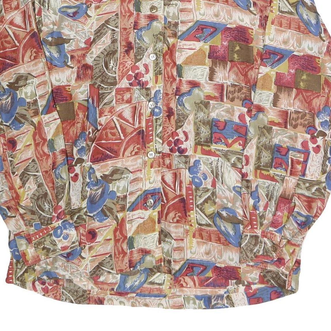 PACIFIC LINE Womens Printed Shirt Long Sleeve Collared M Vintage Pattern Top