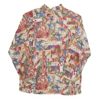 PACIFIC LINE Womens Printed Shirt Long Sleeve Collared M Vintage Pattern Top