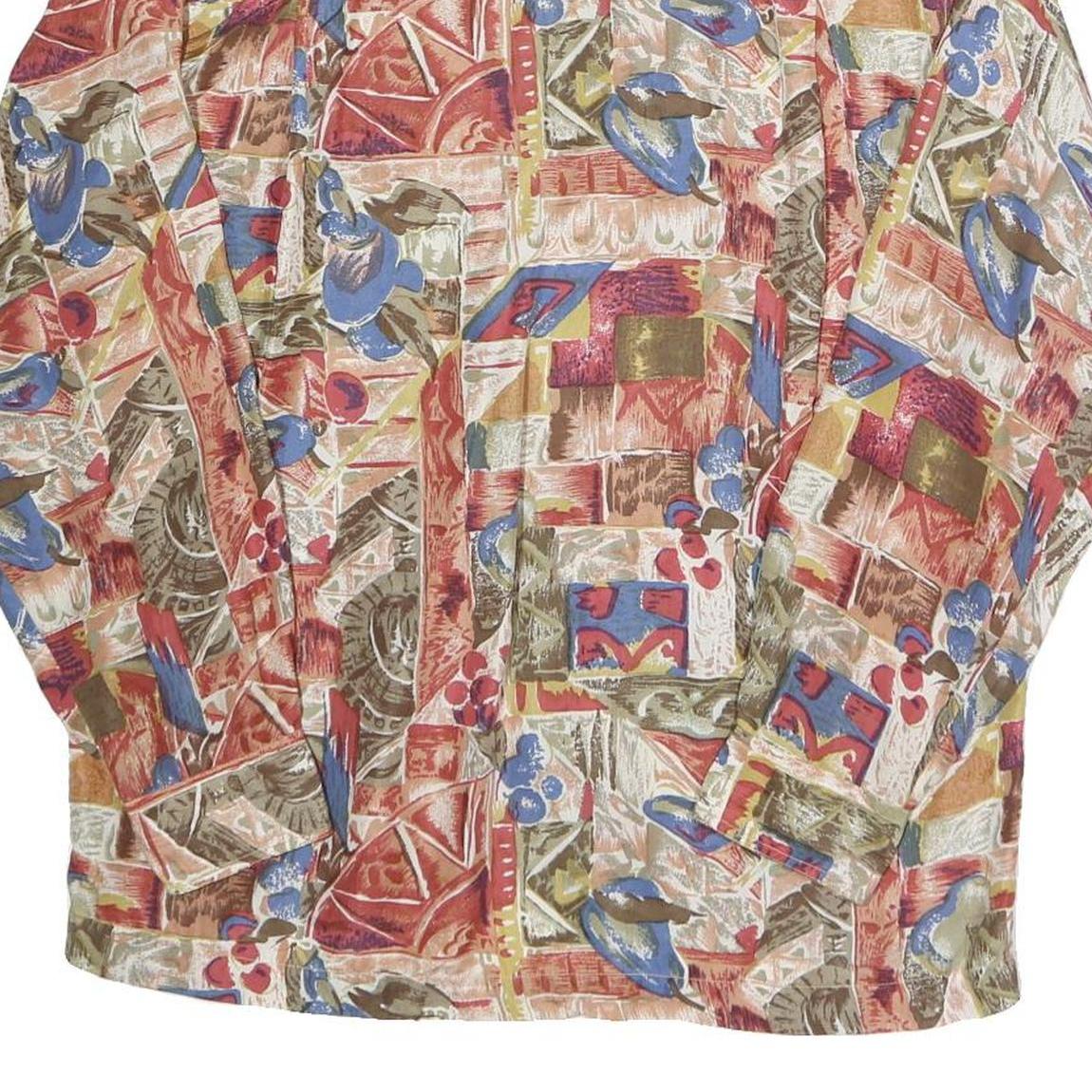 PACIFIC LINE Womens Printed Shirt Long Sleeve Collared M Vintage Pattern Top