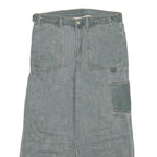 Womens Relaxed Blue Jeans Denim W32 L23 Cargo Patchwork Utility Pockets Zip