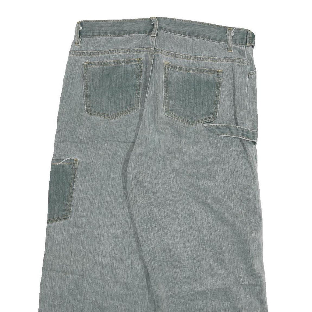 Womens Relaxed Blue Jeans Denim W32 L23 Cargo Patchwork Utility Pockets Zip