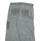 Womens Relaxed Blue Jeans Denim W32 L23 Cargo Patchwork Utility Pockets Zip