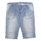 BCP Mens Blue Denim Casual Shorts 2XL W42 Cotton Blend Relaxed Fit