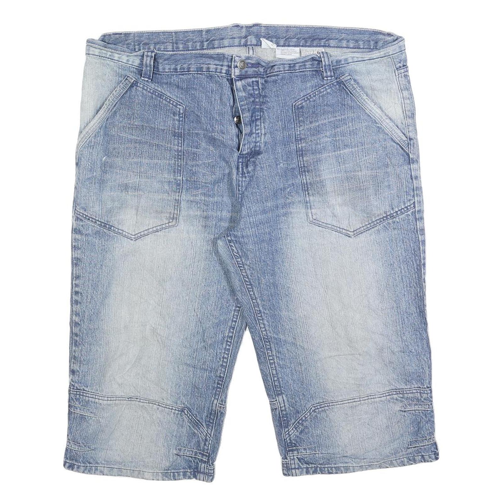 BCP Mens Blue Denim Casual Shorts 2XL W42 Cotton Blend Relaxed Fit