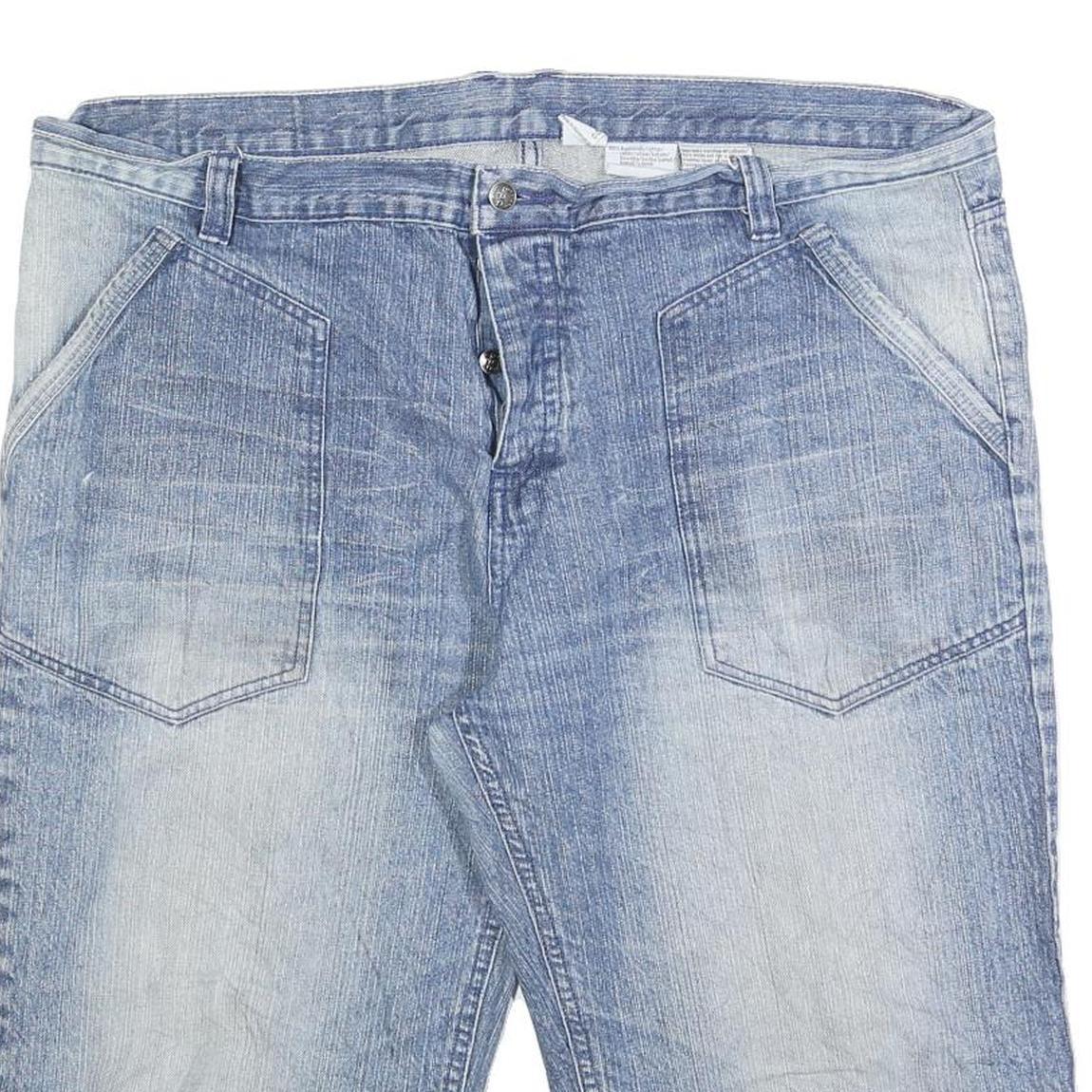 BCP Mens Blue Denim Casual Shorts 2XL W42 Cotton Blend Relaxed Fit