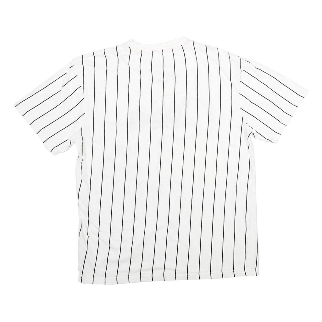 KARL KANI Mens White Black Pinstriped Signature T-Shirt XS Short Sleeve Crew