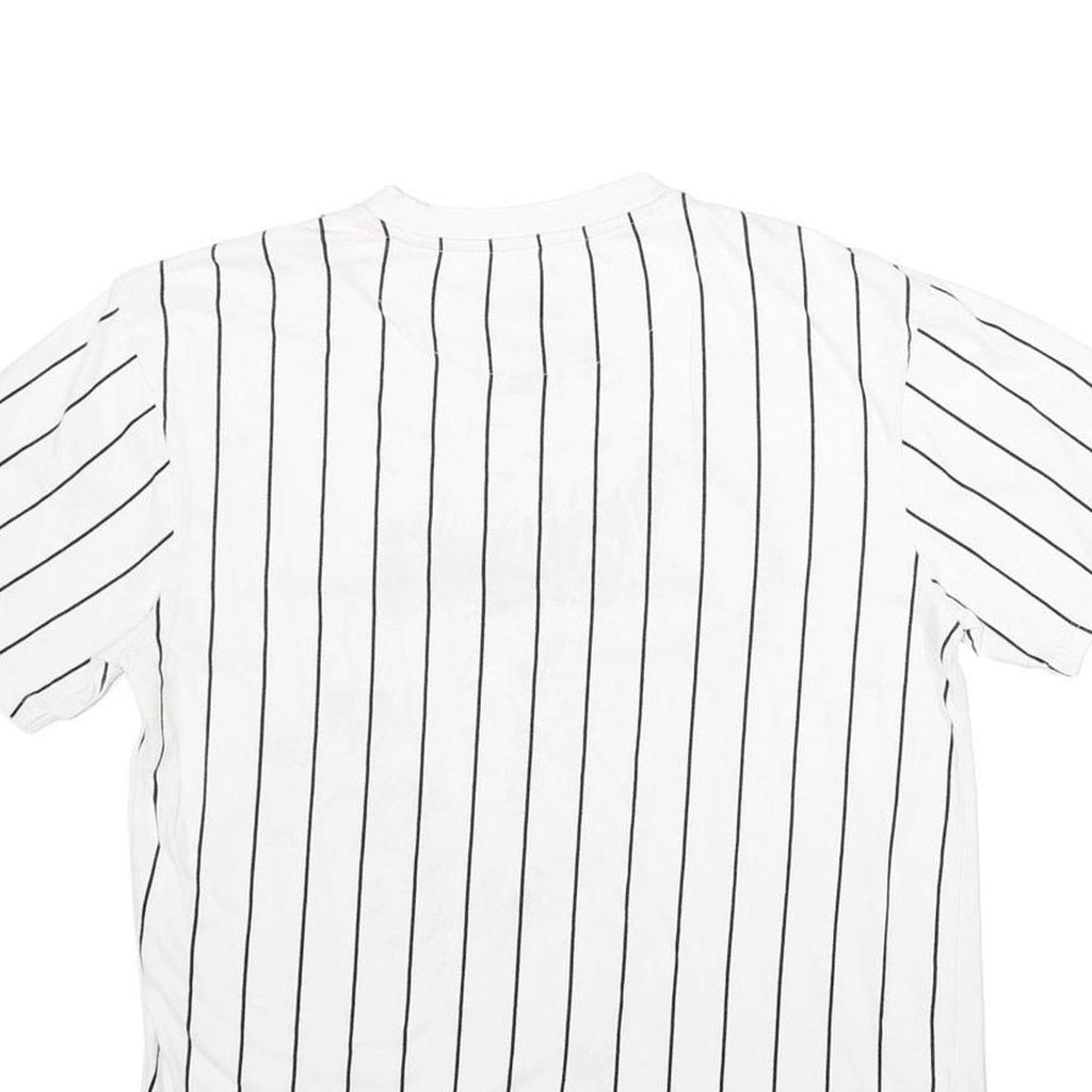 KARL KANI Mens White Black Pinstriped Signature T-Shirt XS Short Sleeve Crew