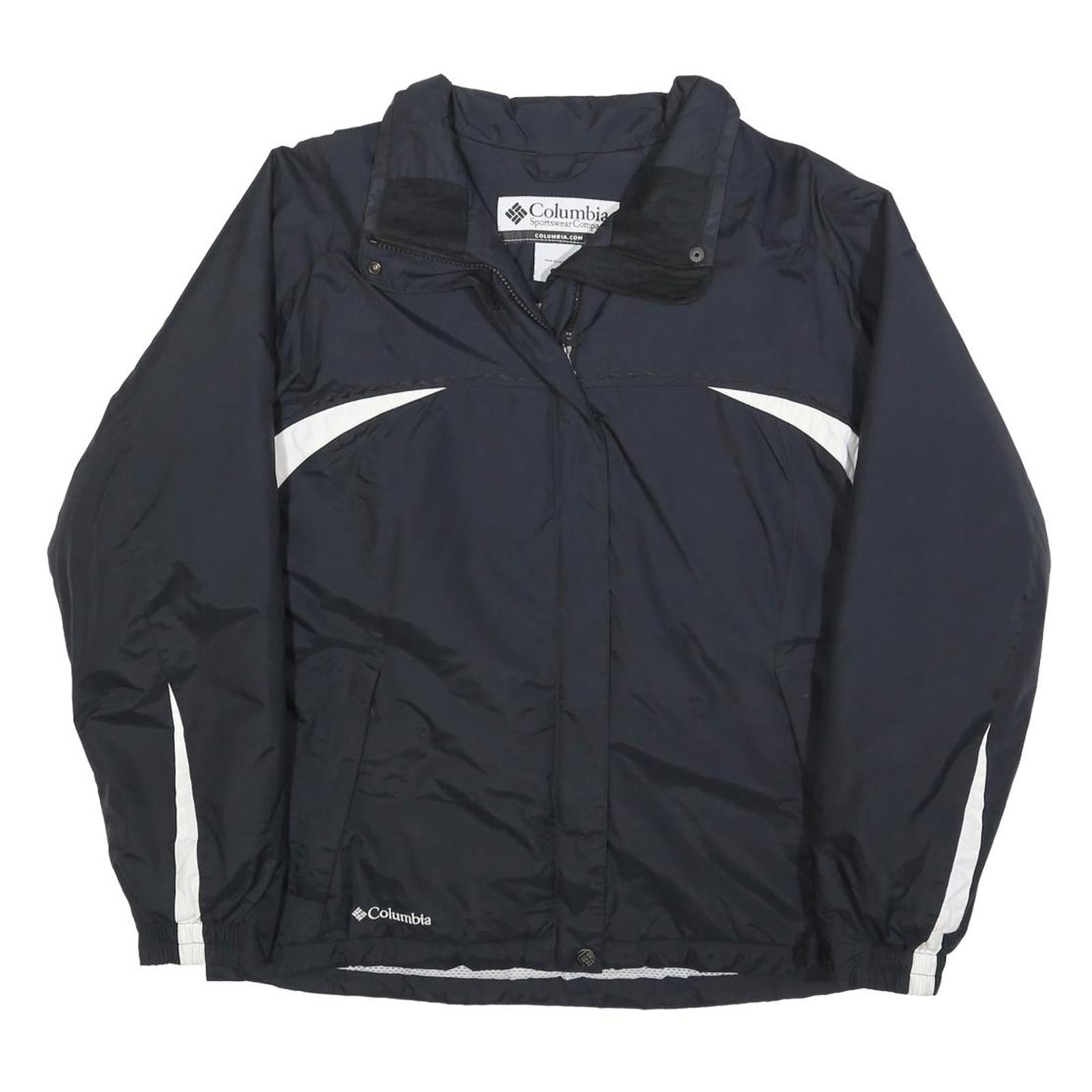COLUMBIA Womens Black & White Outdoor Jacket M Polyester Blend Zip Activewear
