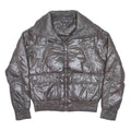 TOMMY HILFIGER Womens Brown Nylon Flight Jacket M Plain Quilted Zip Pockets