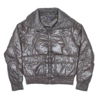 TOMMY HILFIGER Womens Brown Nylon Flight Jacket M Plain Quilted Zip Pockets