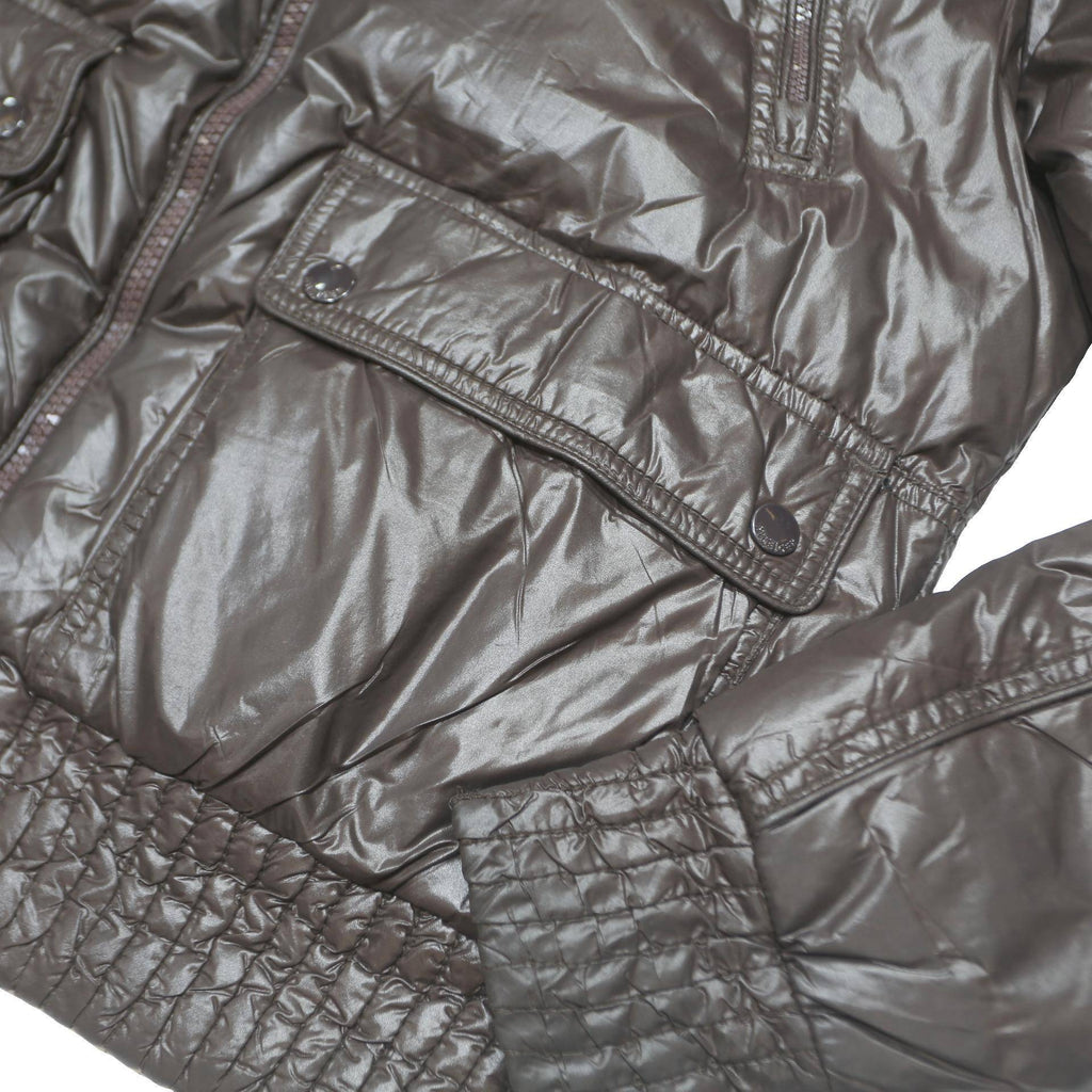 TOMMY HILFIGER Womens Brown Nylon Flight Jacket M Plain Quilted Zip Pockets