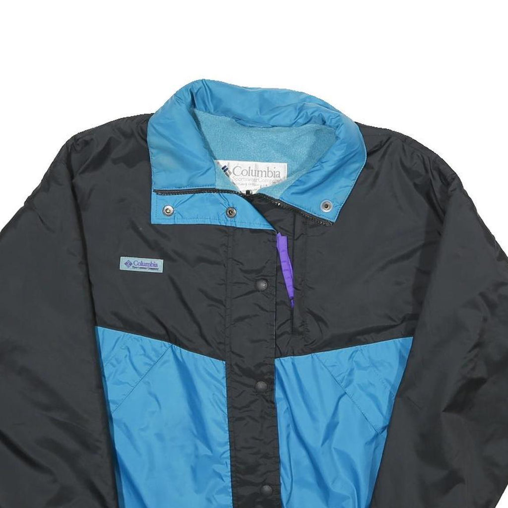 COLUMBIA Womens Blue & Black Outdoor Jacket M Nylon Plain Zip Lightweight Warm
