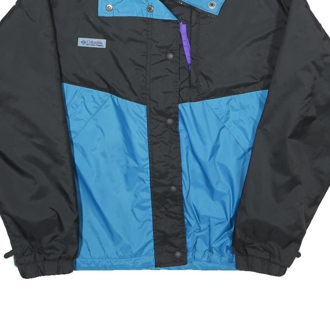 COLUMBIA Womens Blue & Black Outdoor Jacket M Nylon Plain Zip Lightweight Warm