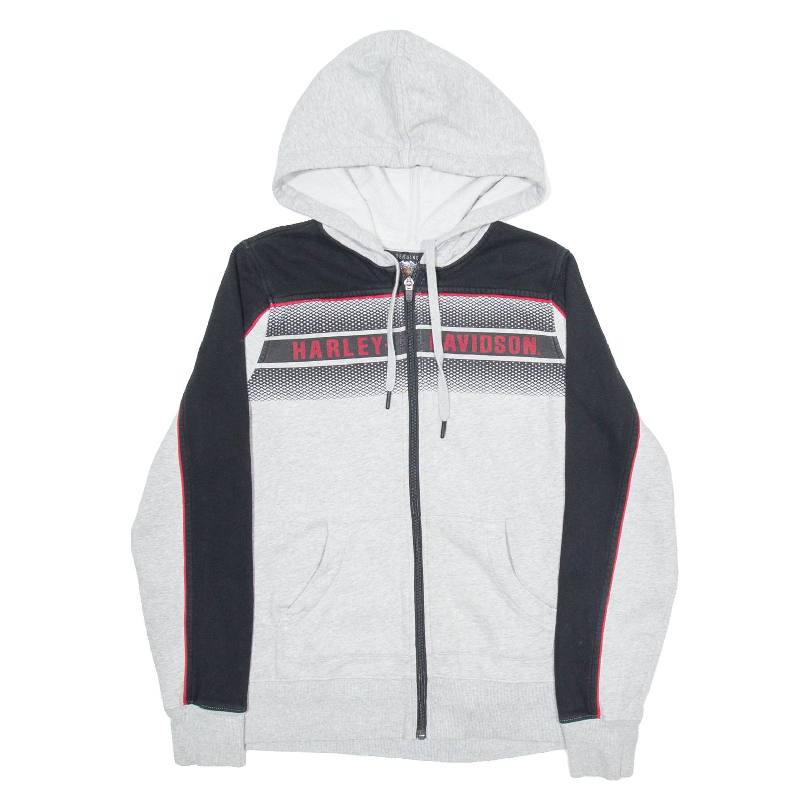 HARLEY DAVIDSON Mens Grey Hoodie Full Zip M